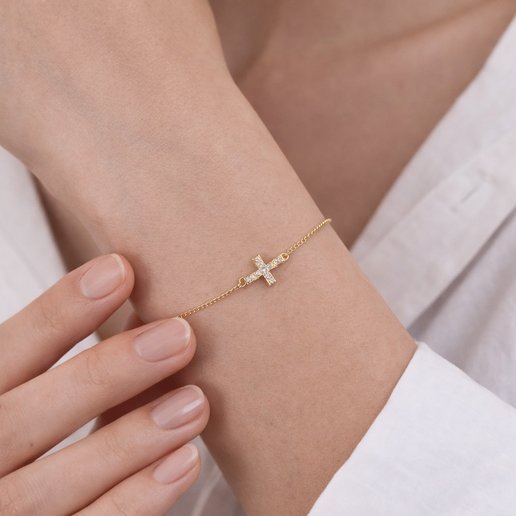 Grace Pavé Cross Bracelet