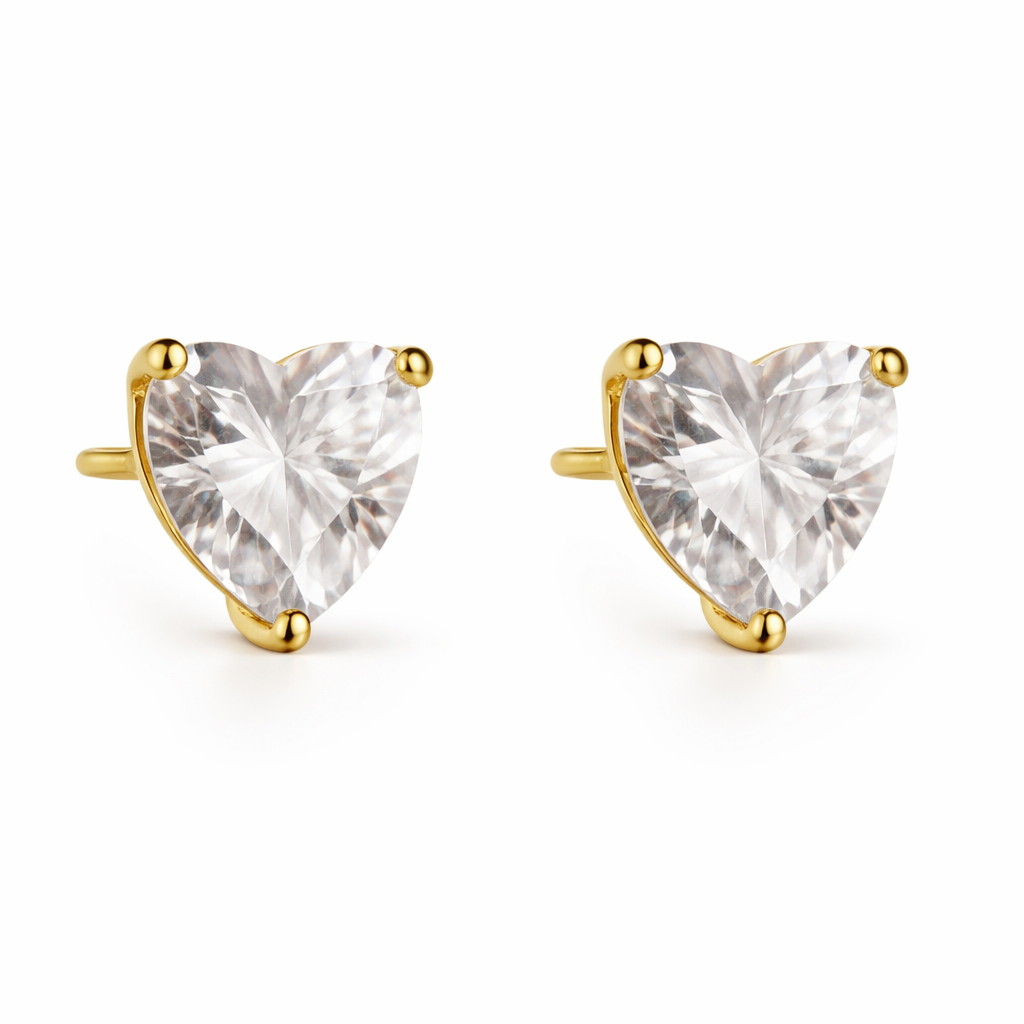Heart-Cut Diamond Stud Earrings