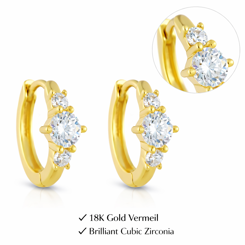 Cluster Diamond Huggie Earrings