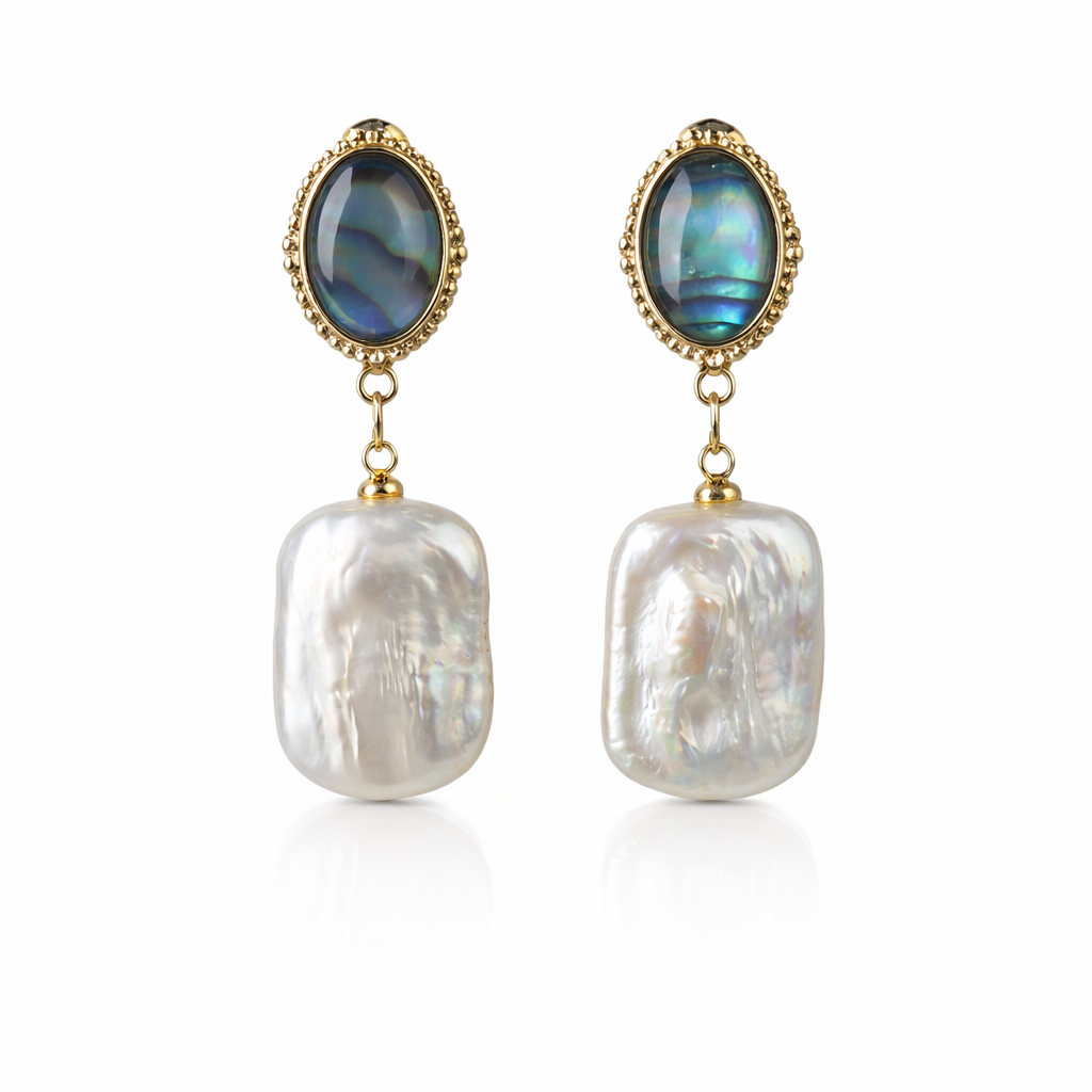 Abalone pearl earrings 1