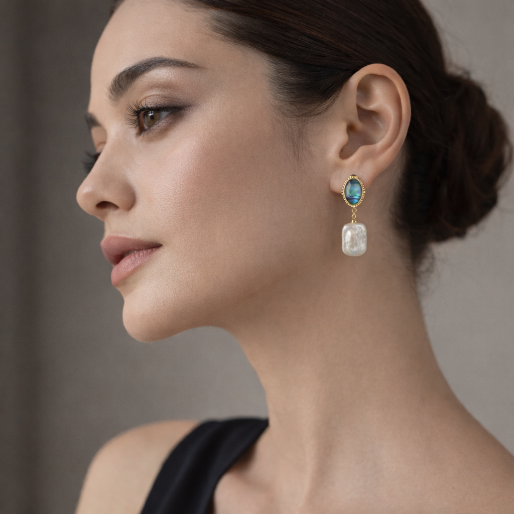 Abalone pearl earrings 2