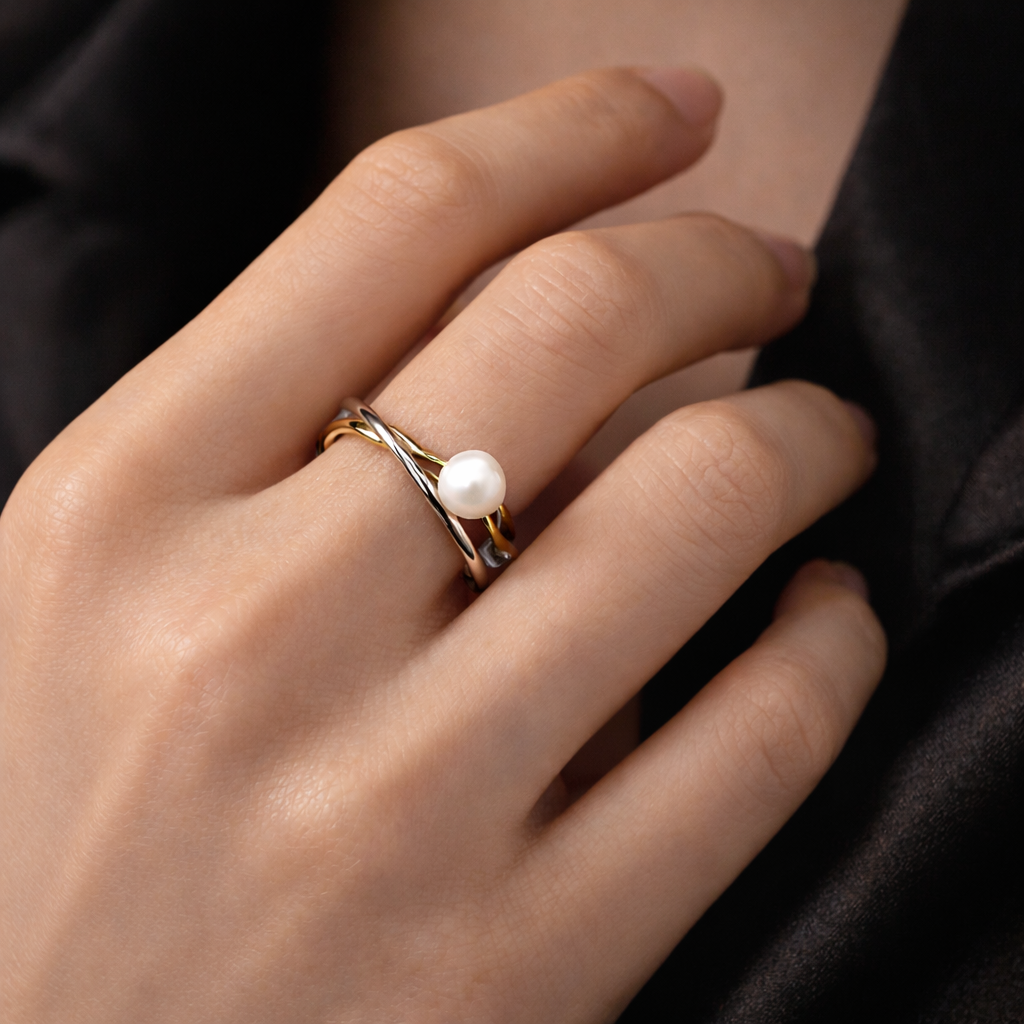 Intertwined Akoya Pearl Ring 2