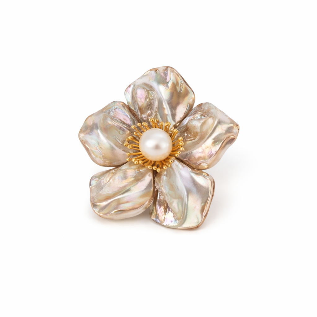 Luma Shell Petal Flower Brooch 1