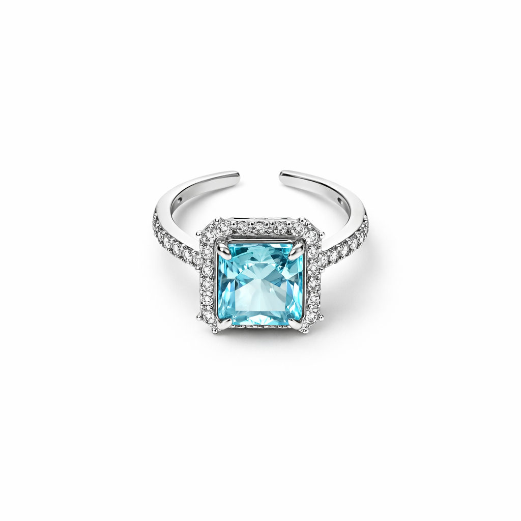 Ocean Blue Halo Stud 1