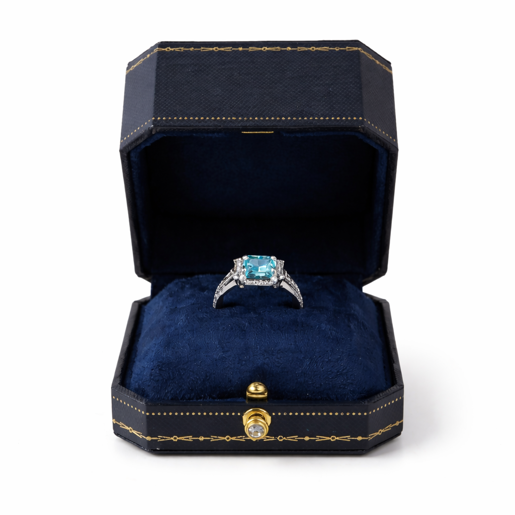 Ocean Blue Halo Stud 2