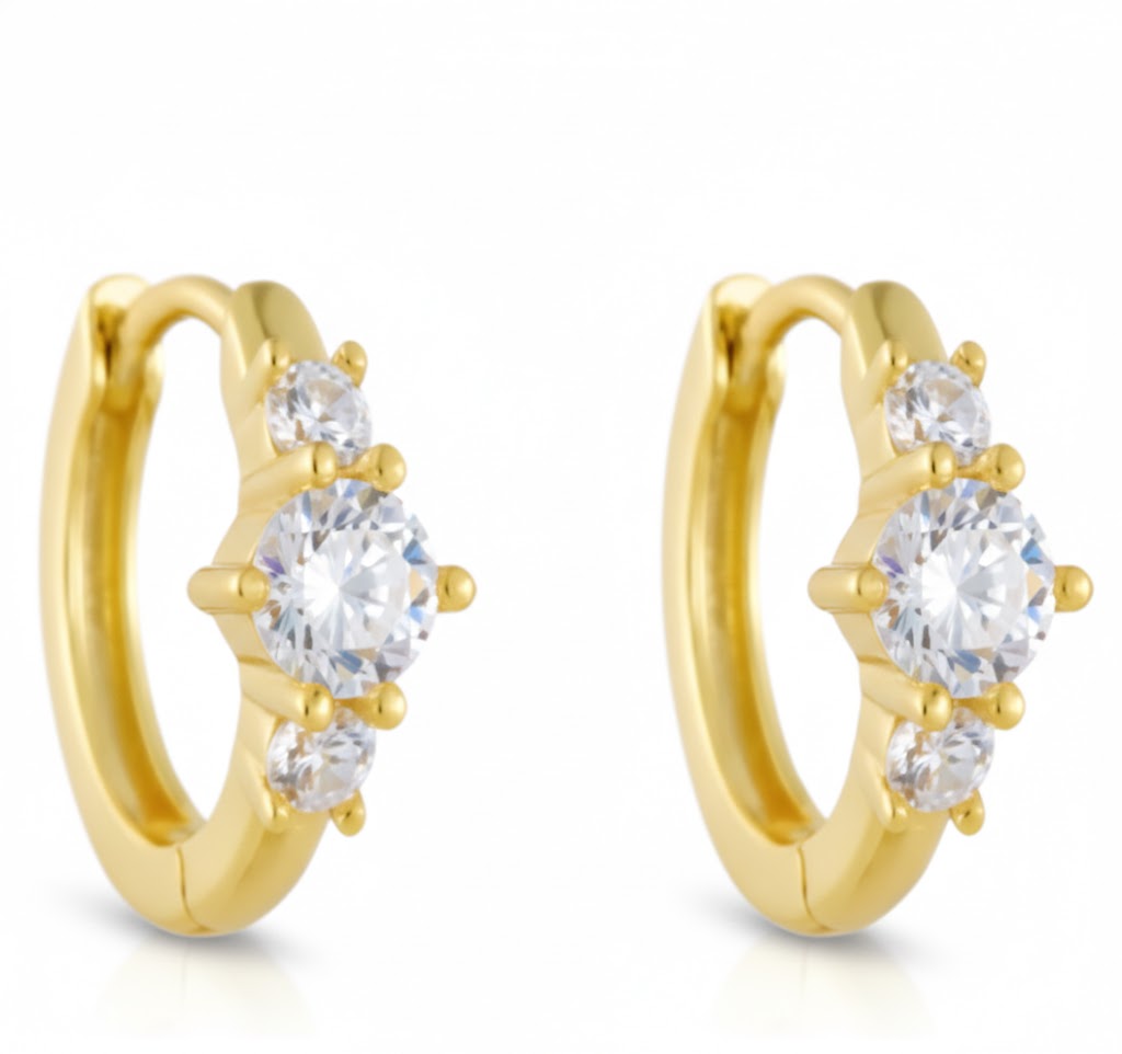 Cluster Diamond Huggie Earrings